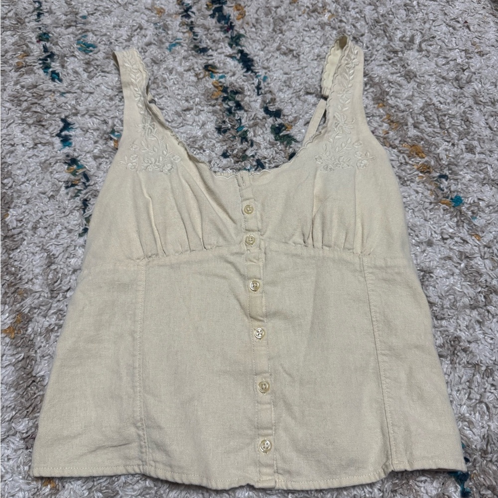 Hollister Cream Button-Up Blouse